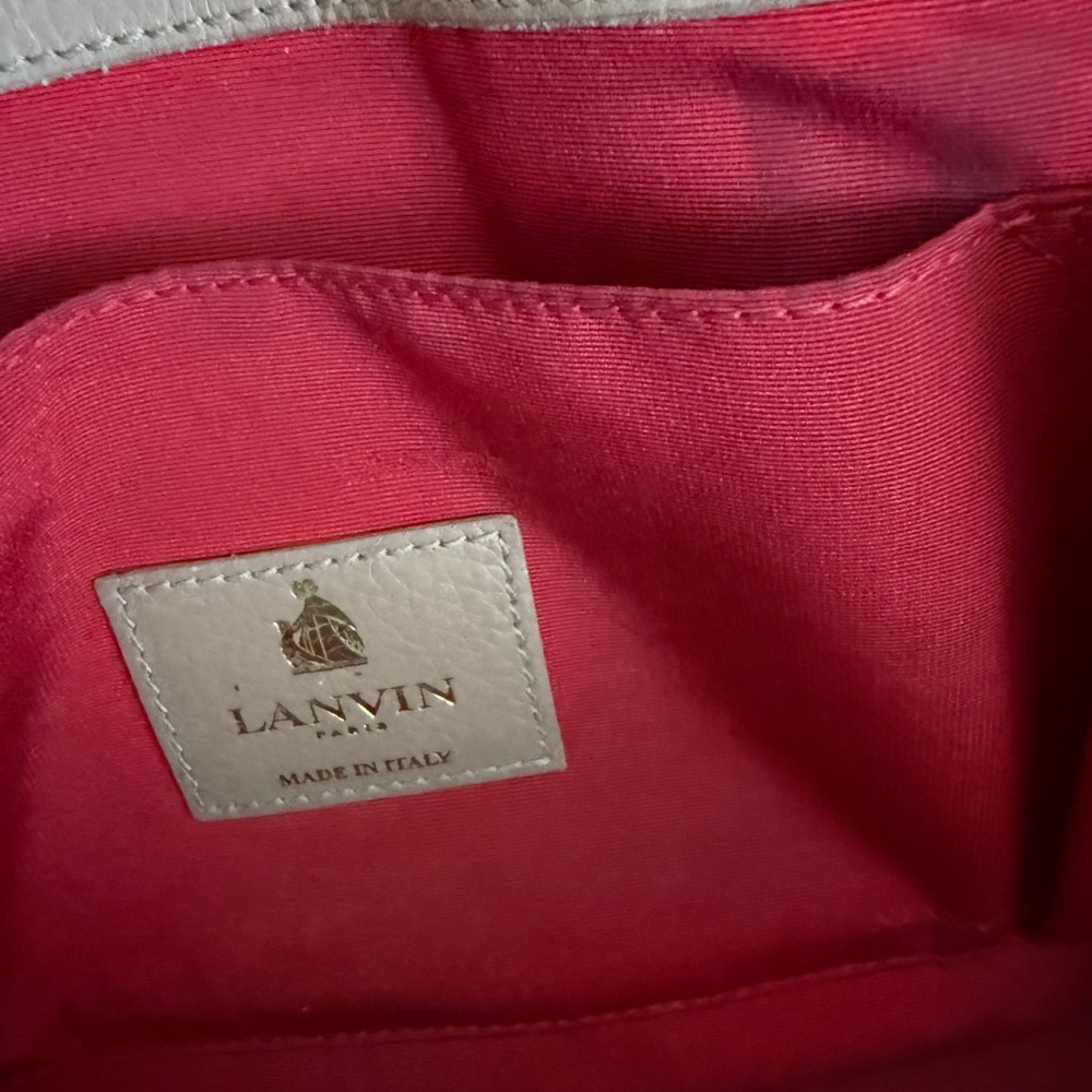 Lanvin Red and Tan Leather Shoulder Tote with Front Pocket - Picture 8 of 8